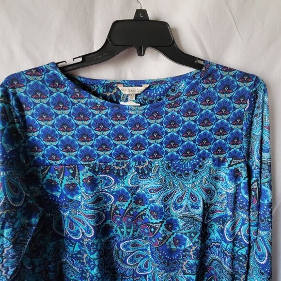 NEW Heritage Charm XXL 2X Plus Peacock Print Top rhinestones pullover NWT blouse - Picture 4 of 11